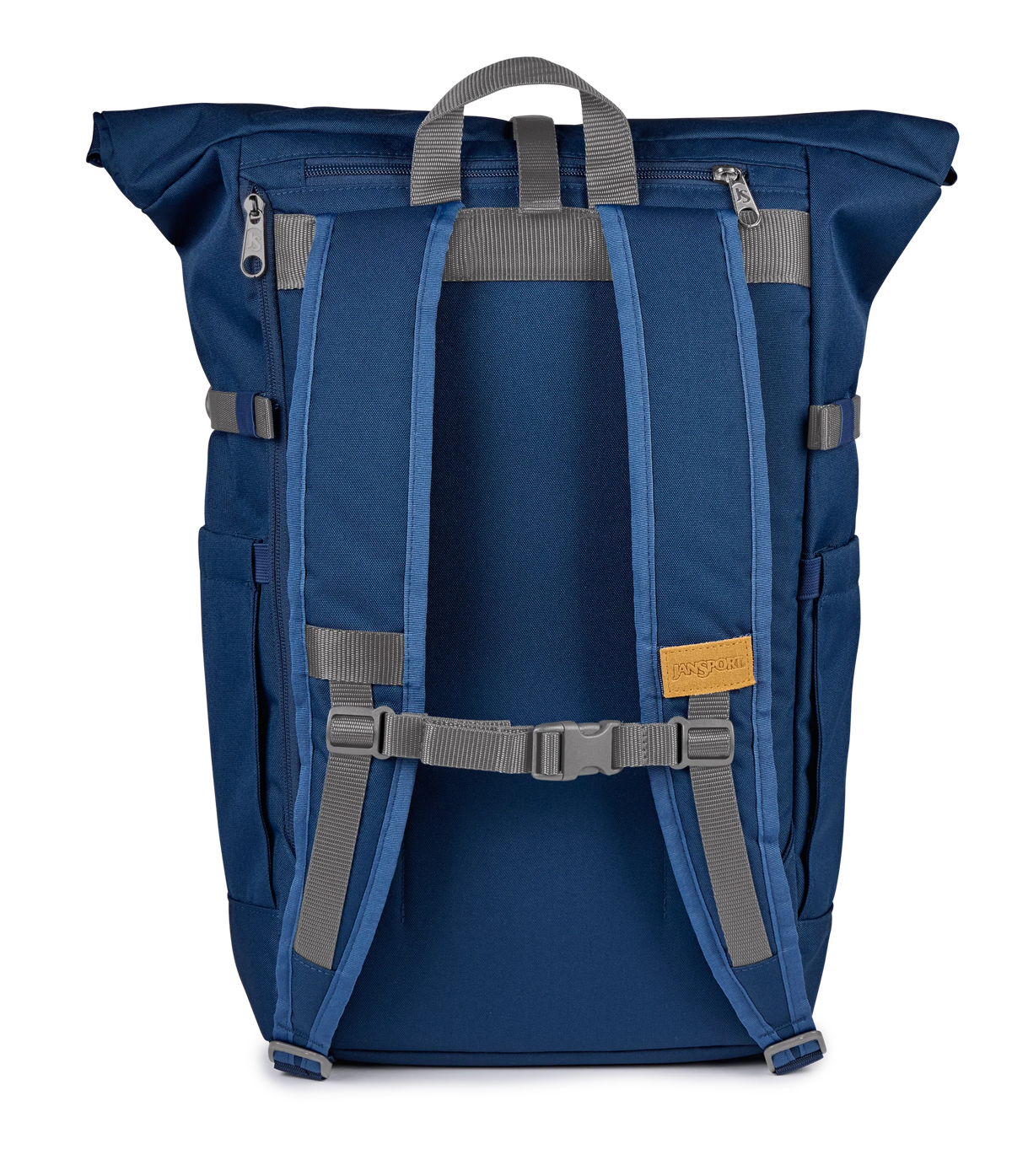 JanSport Hatchet Rolltop Backpack in Navy — back view