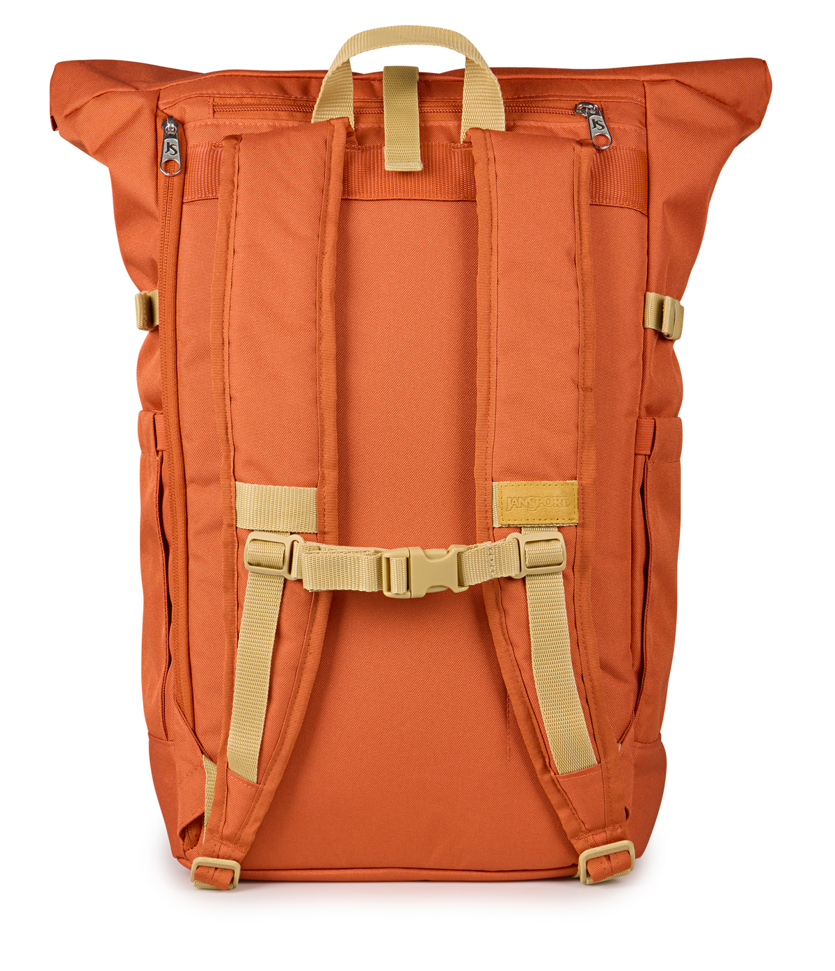 JanSport Hatchet Rolltop Backpack in Dune Red — back view