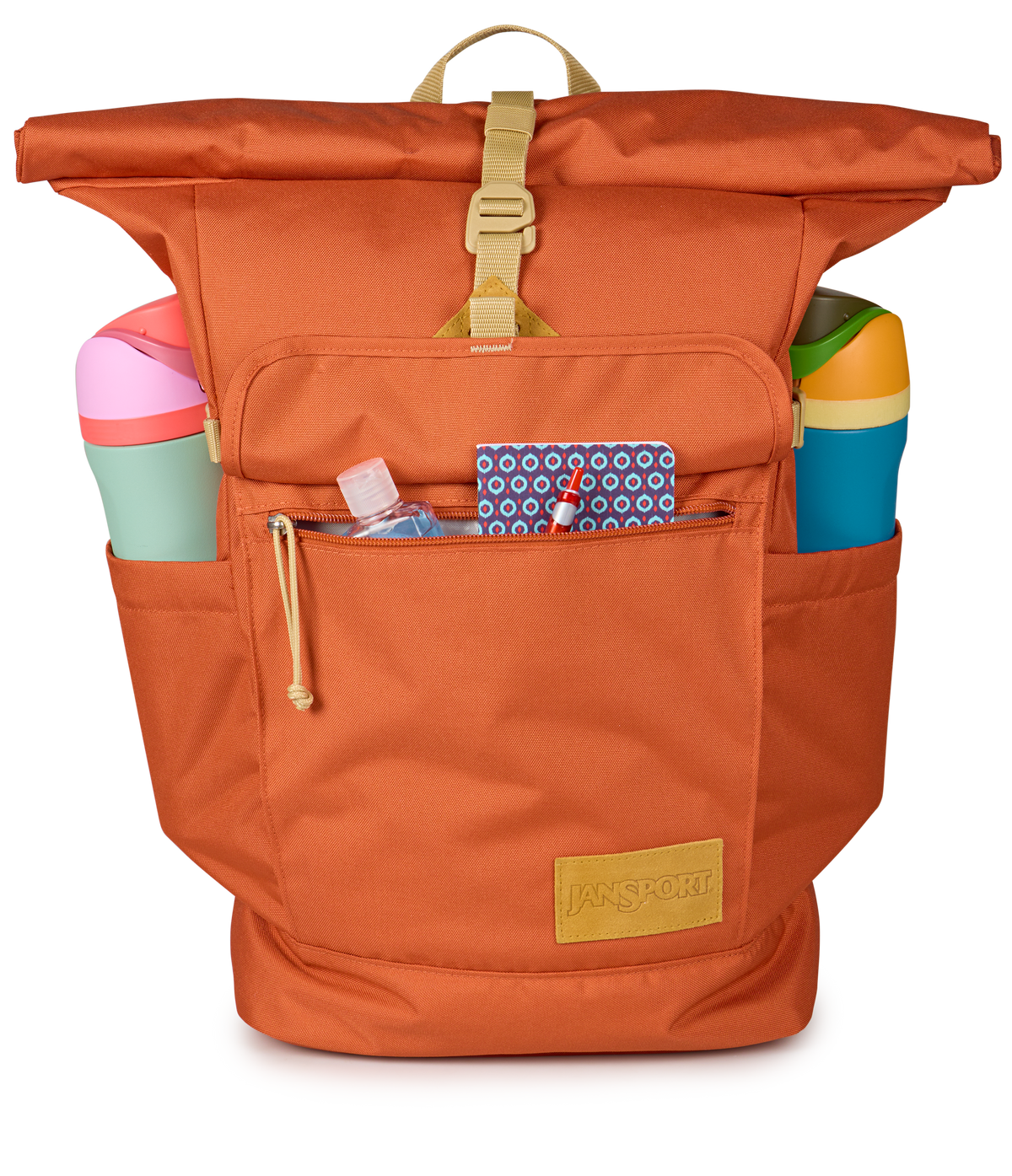 JanSport Hatchet Rolltop Backpack in Dune Red — detail view 3
