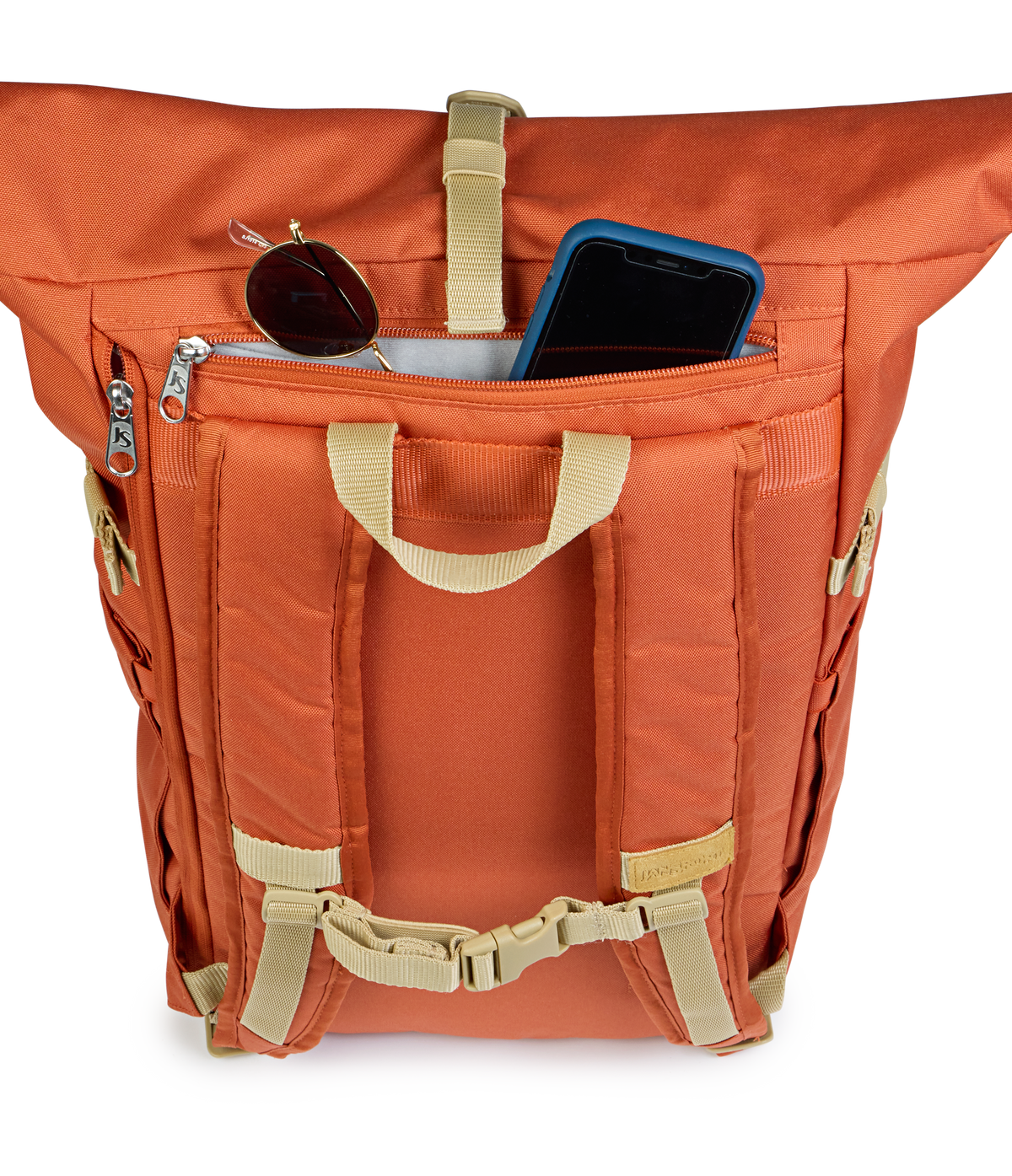 JanSport Hatchet Rolltop Backpack in Dune Red — detail view 2