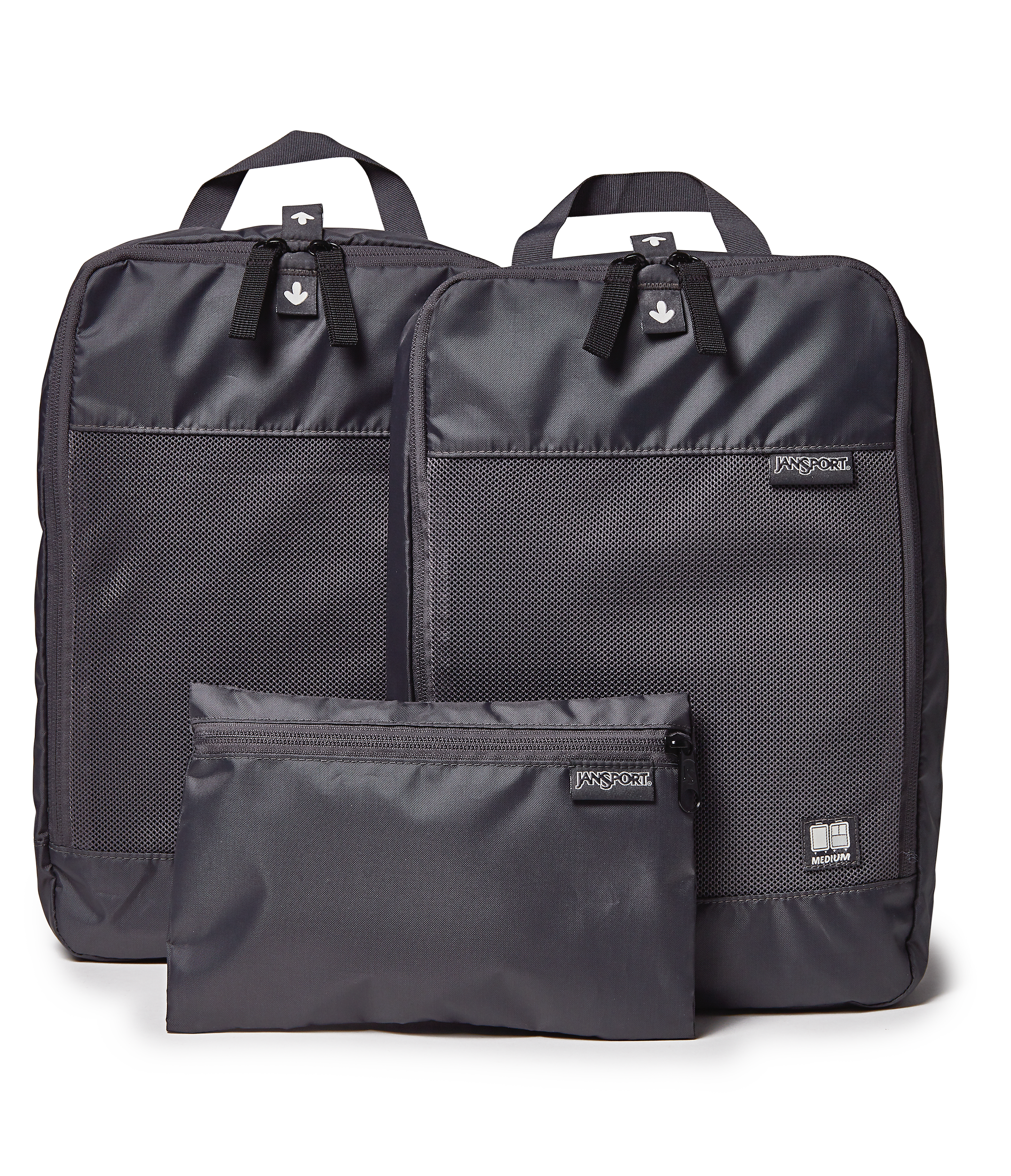 JanSport Good Latitude Packing Cubes in Smokey Grit — front view