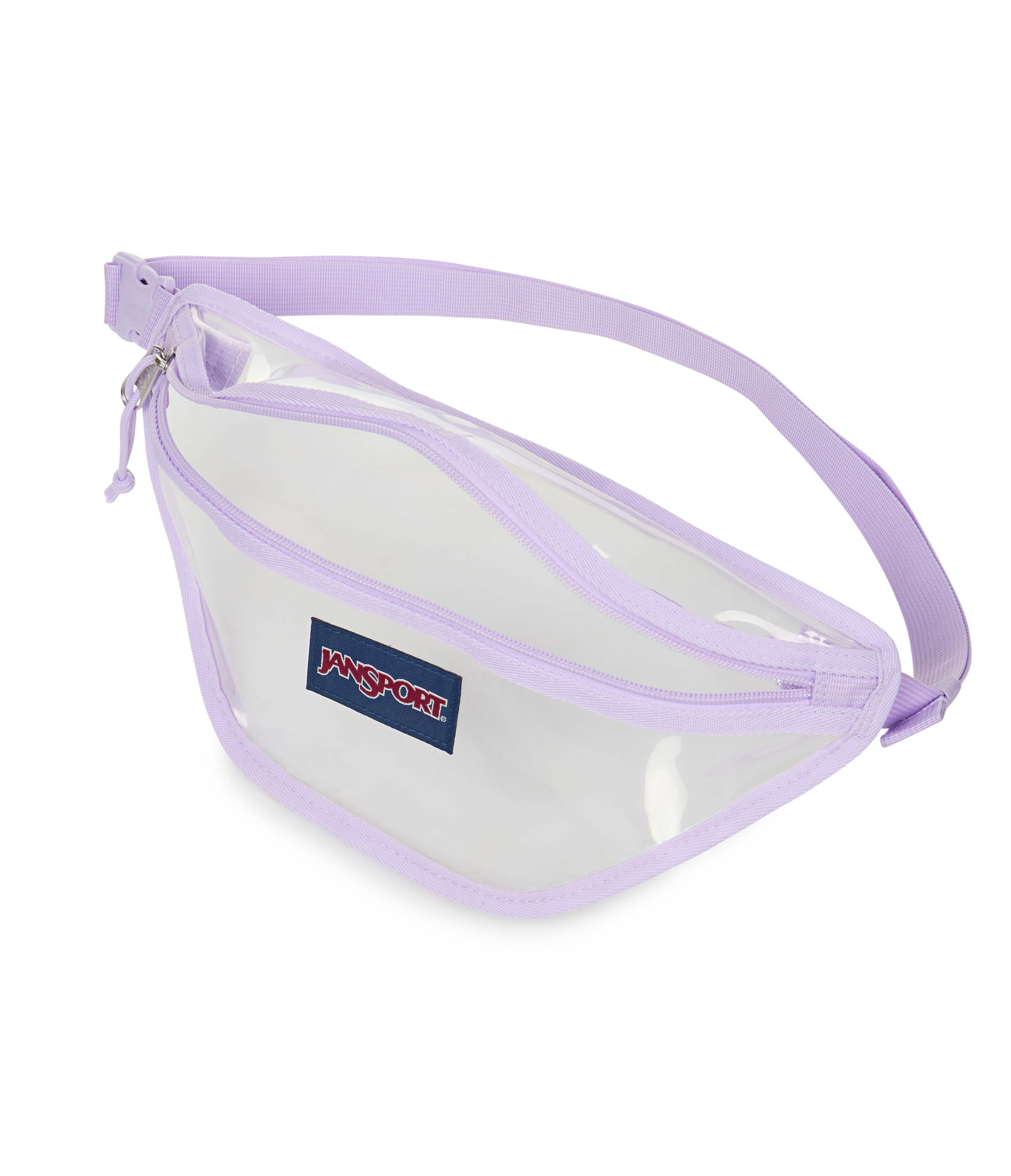 JanSport Clear Waistpack in Pastel Lilac — angle view 4