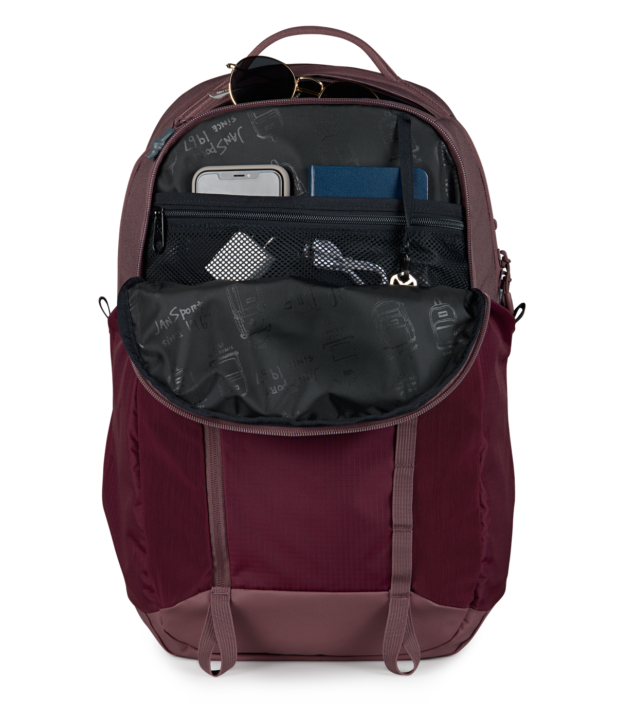 Jansport All Around Pack 28L in Cherry Lacquer — detail view 3