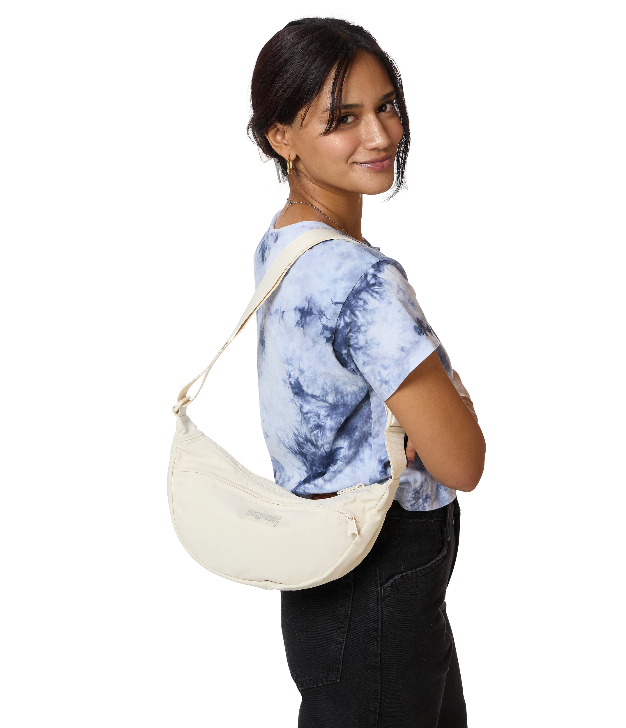 JanSport Unphased Crossbody Small in Moon Flower — angle view 2
