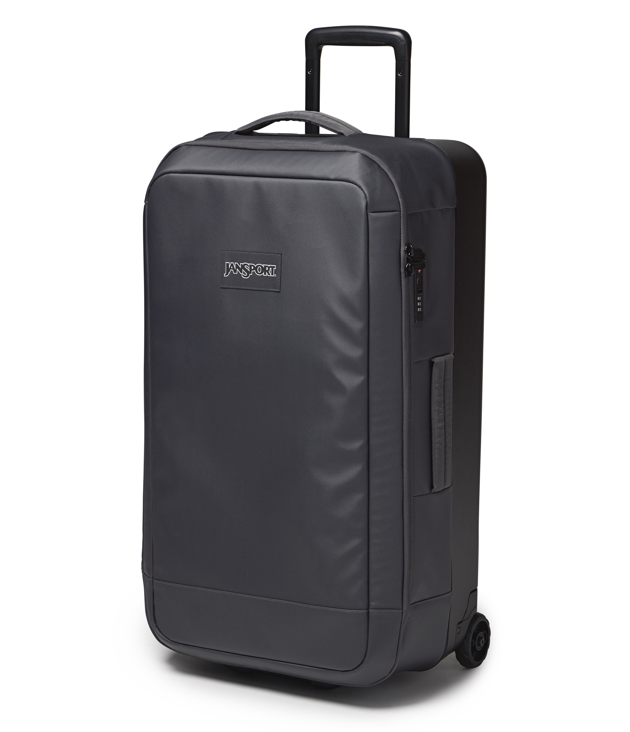 JanSport Good Latitude Wheeled Duffel in Smokey Grit — angle view 3