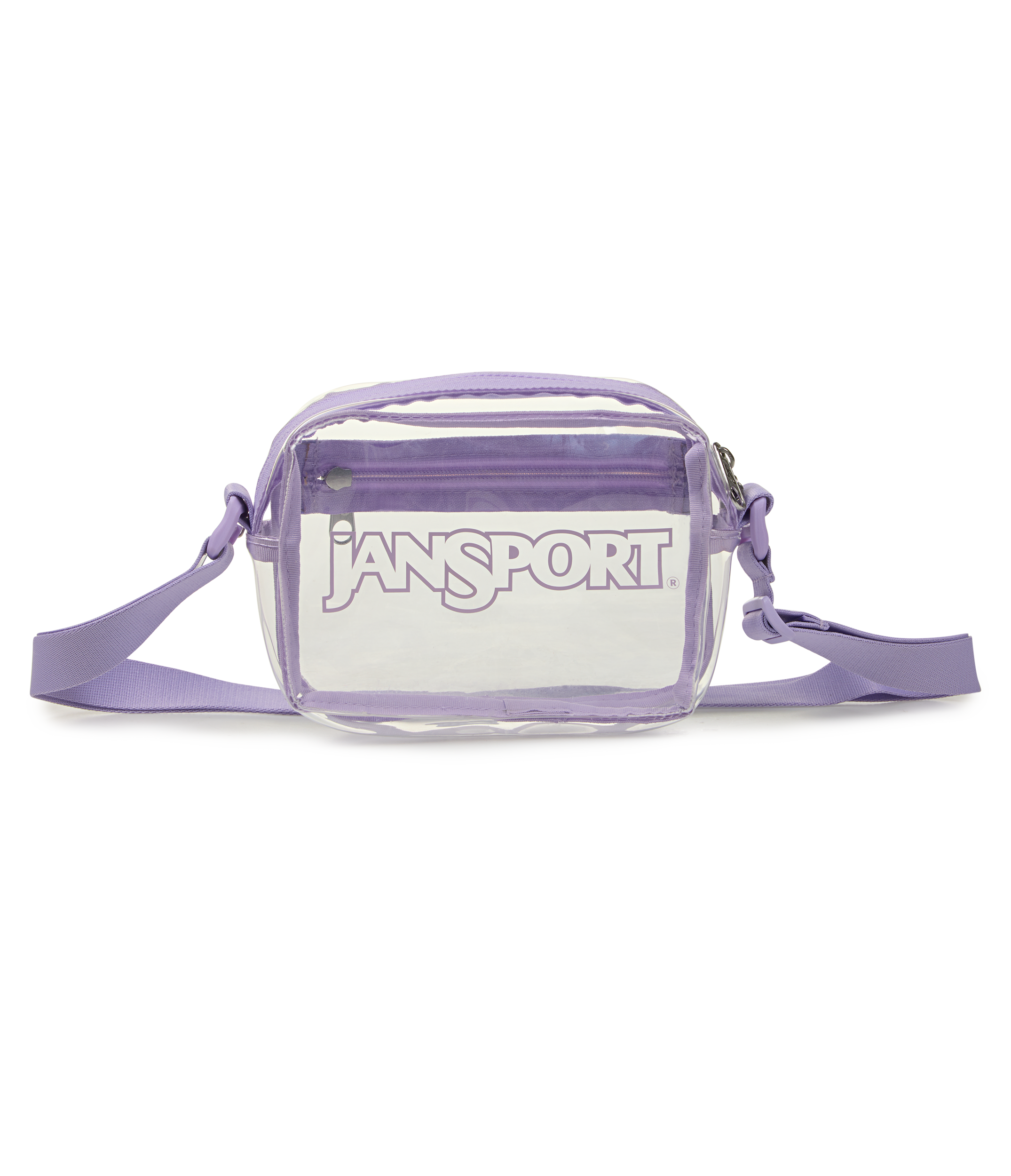 JanSport Clear Crossbody in Pastel Lilac — front view