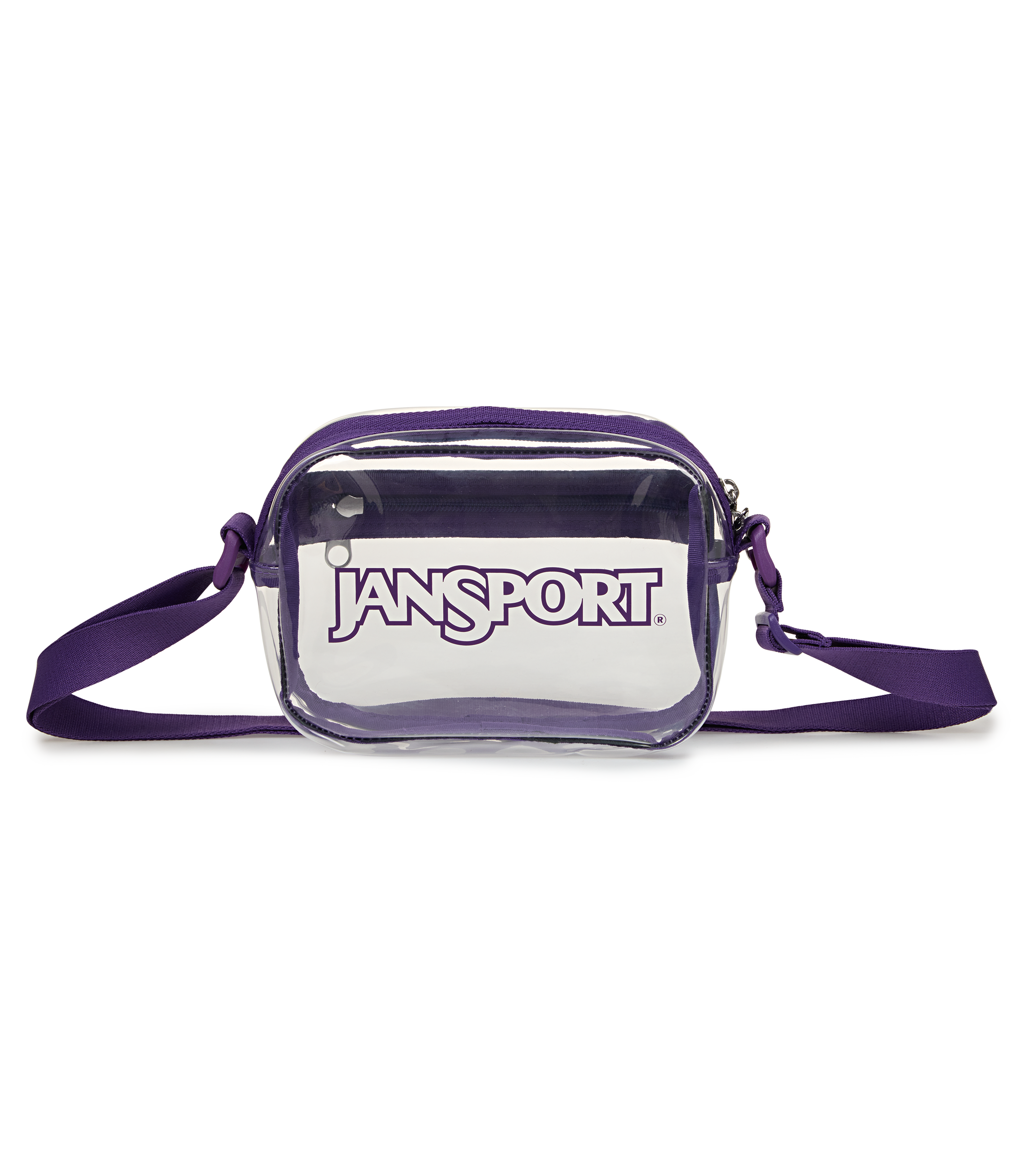 JanSport Clear Crossbody in Grape Jelly — front view