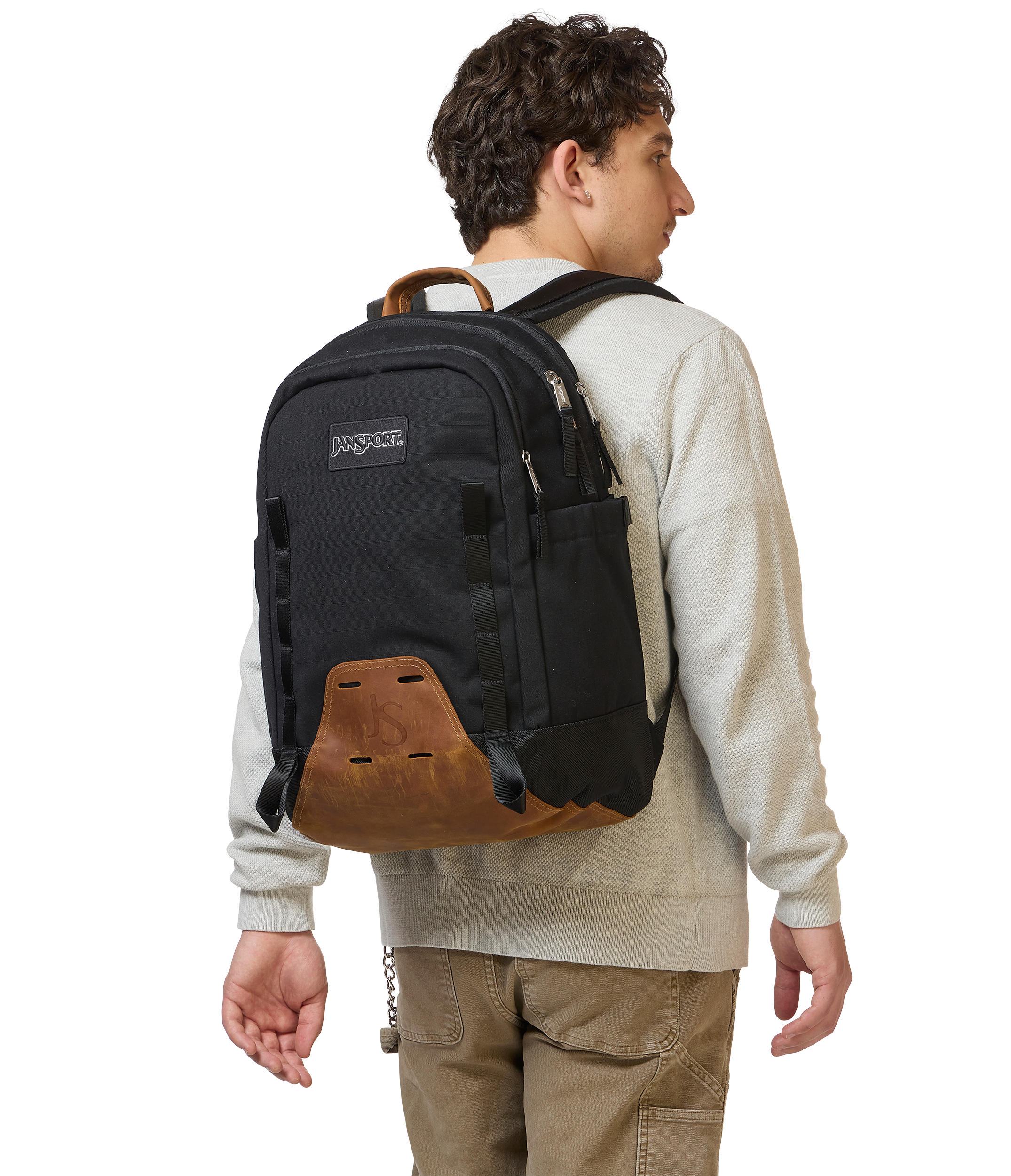 JanSport Pitstop Daypack in Black — angle view 2