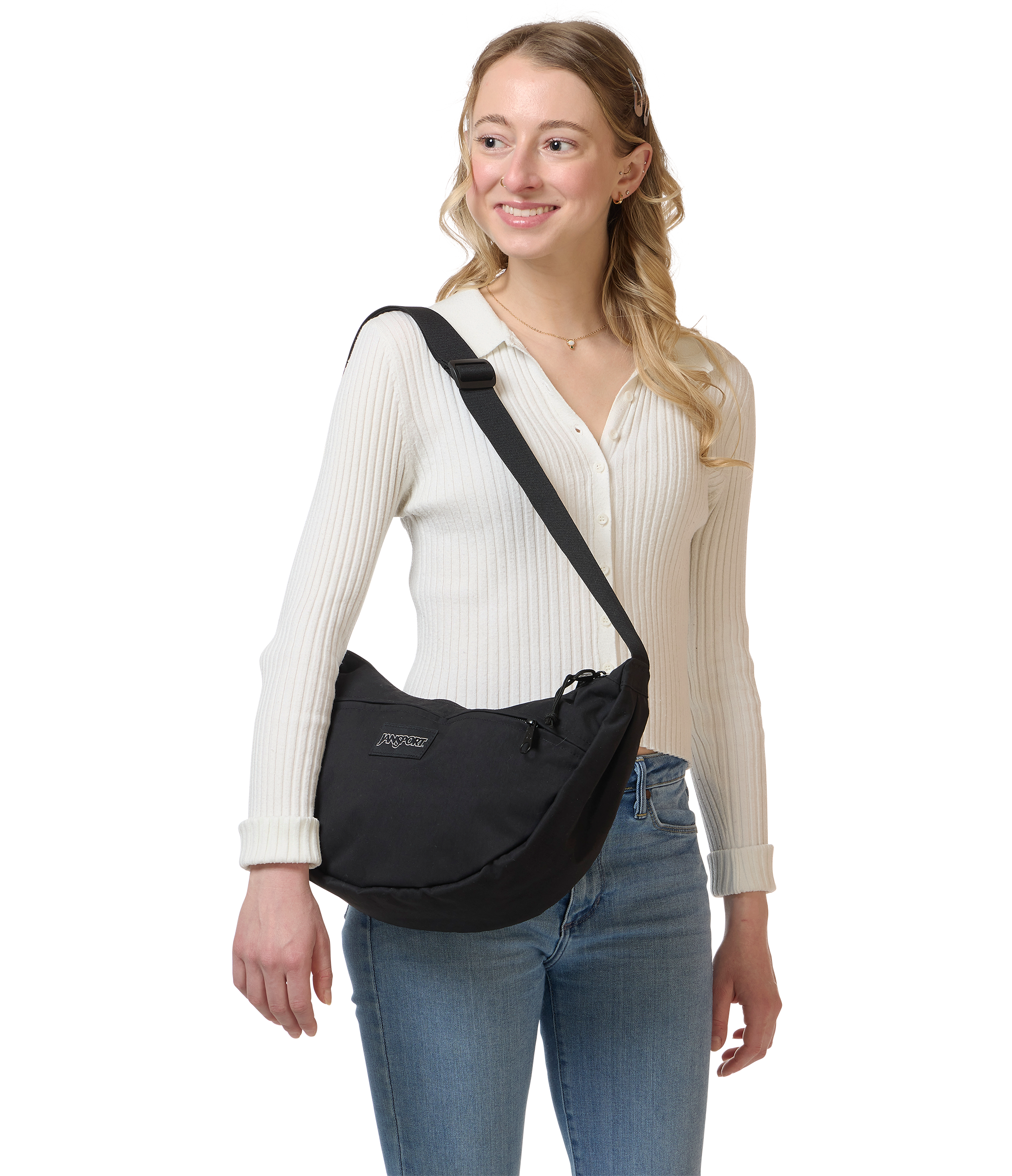 JanSport Unphased Crossbody Large in Black — angle view 3
