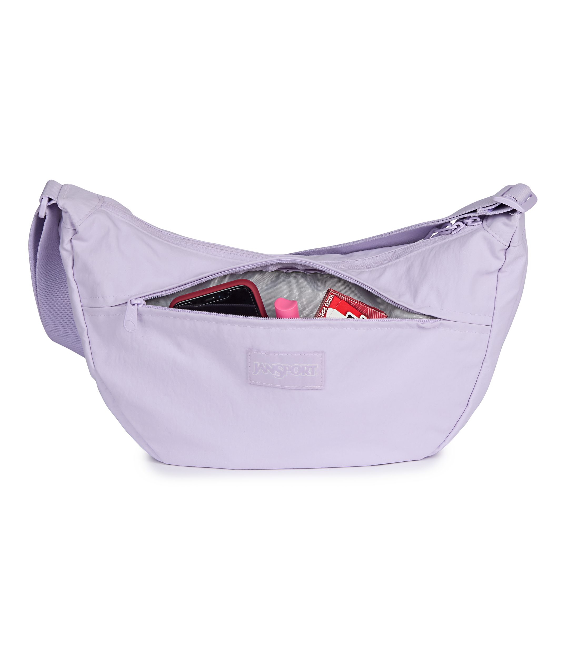 JanSport Unphased Crossbody Large in Pastel Lilac — detail view 3