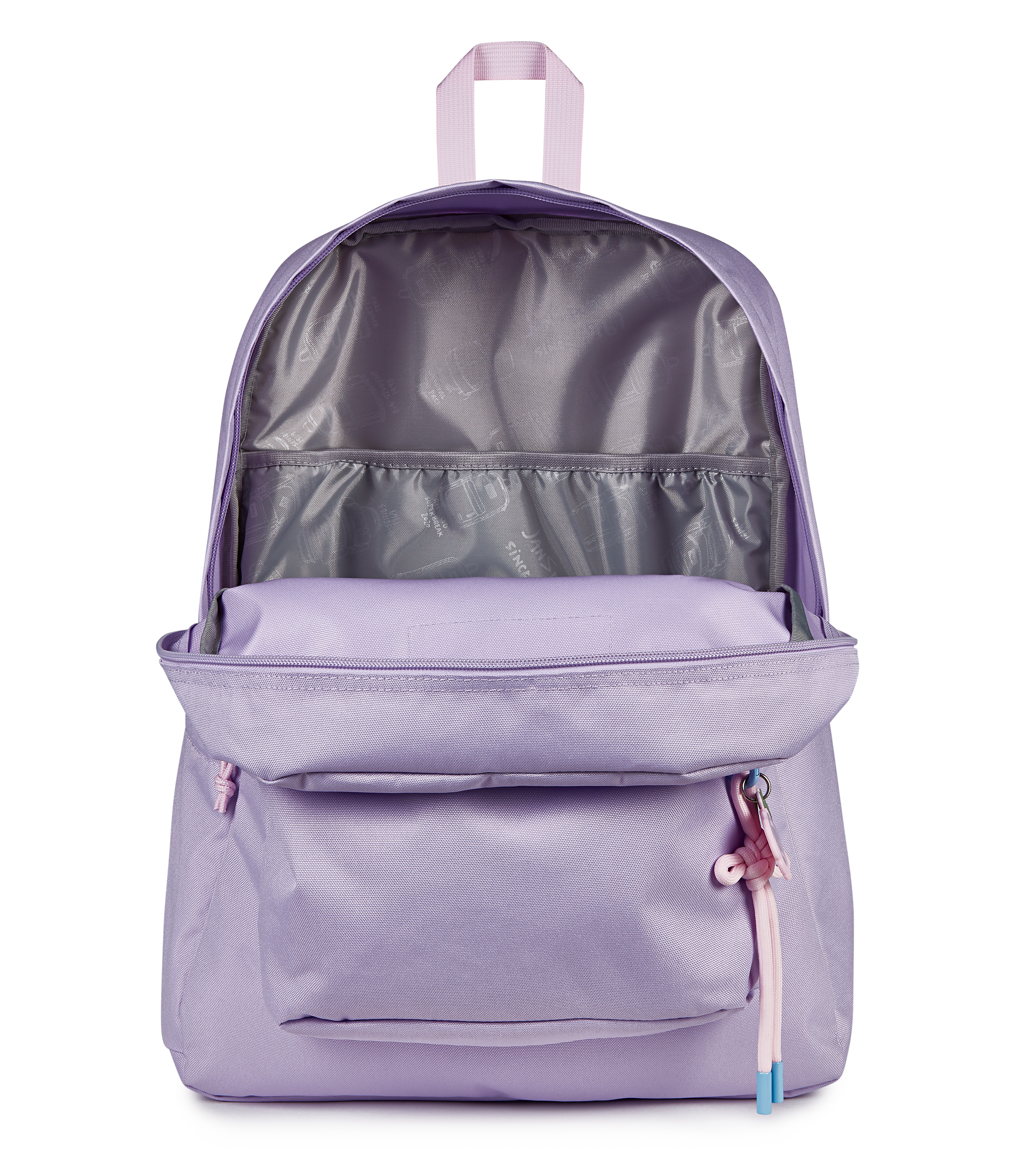 JanSport Superbreak Plus Charmed in Charmed Pastel Lilac — angle view 4
