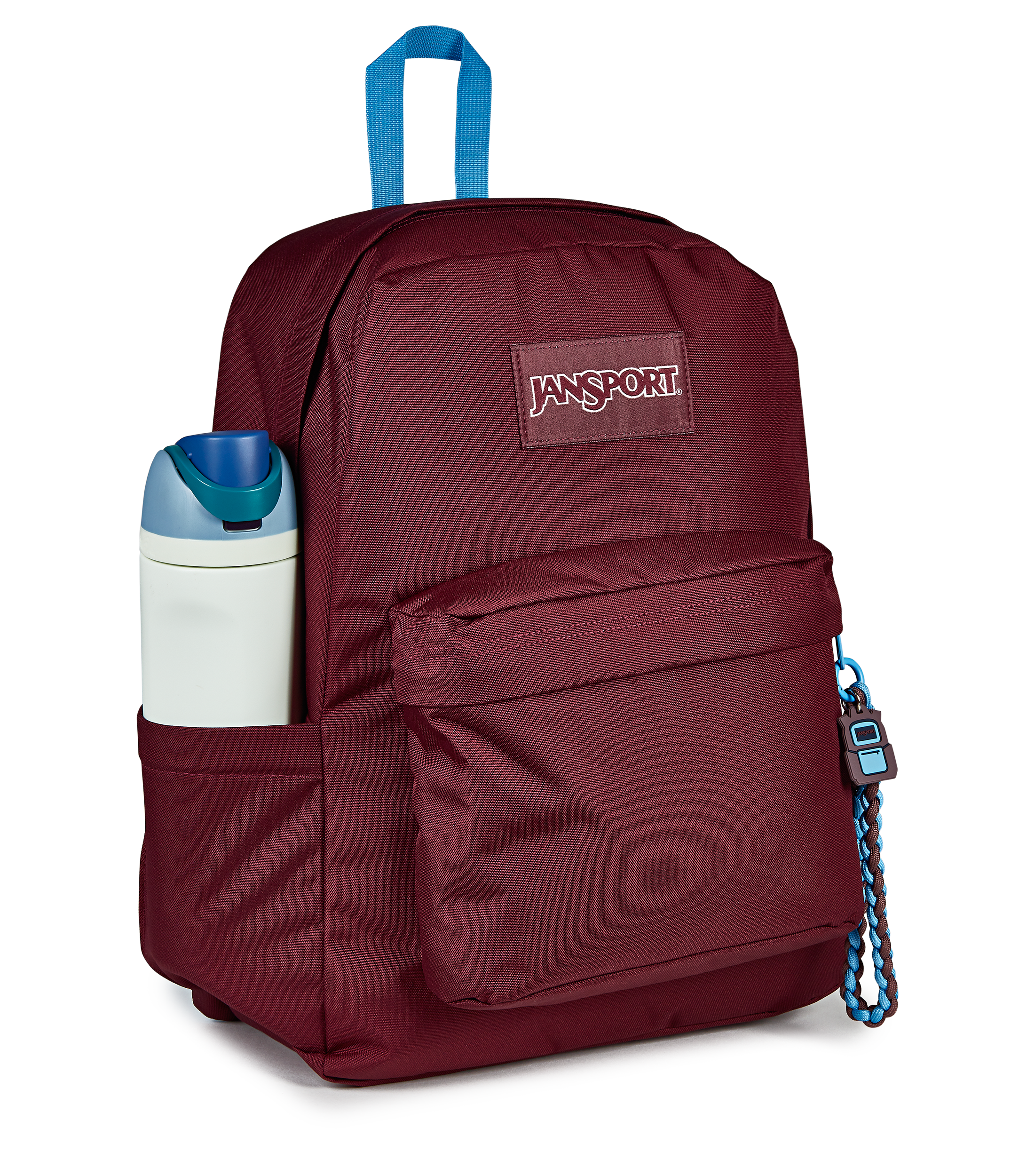 JanSport Superbreak Plus Charmed in Charmed Cherry Lacquer — detail view