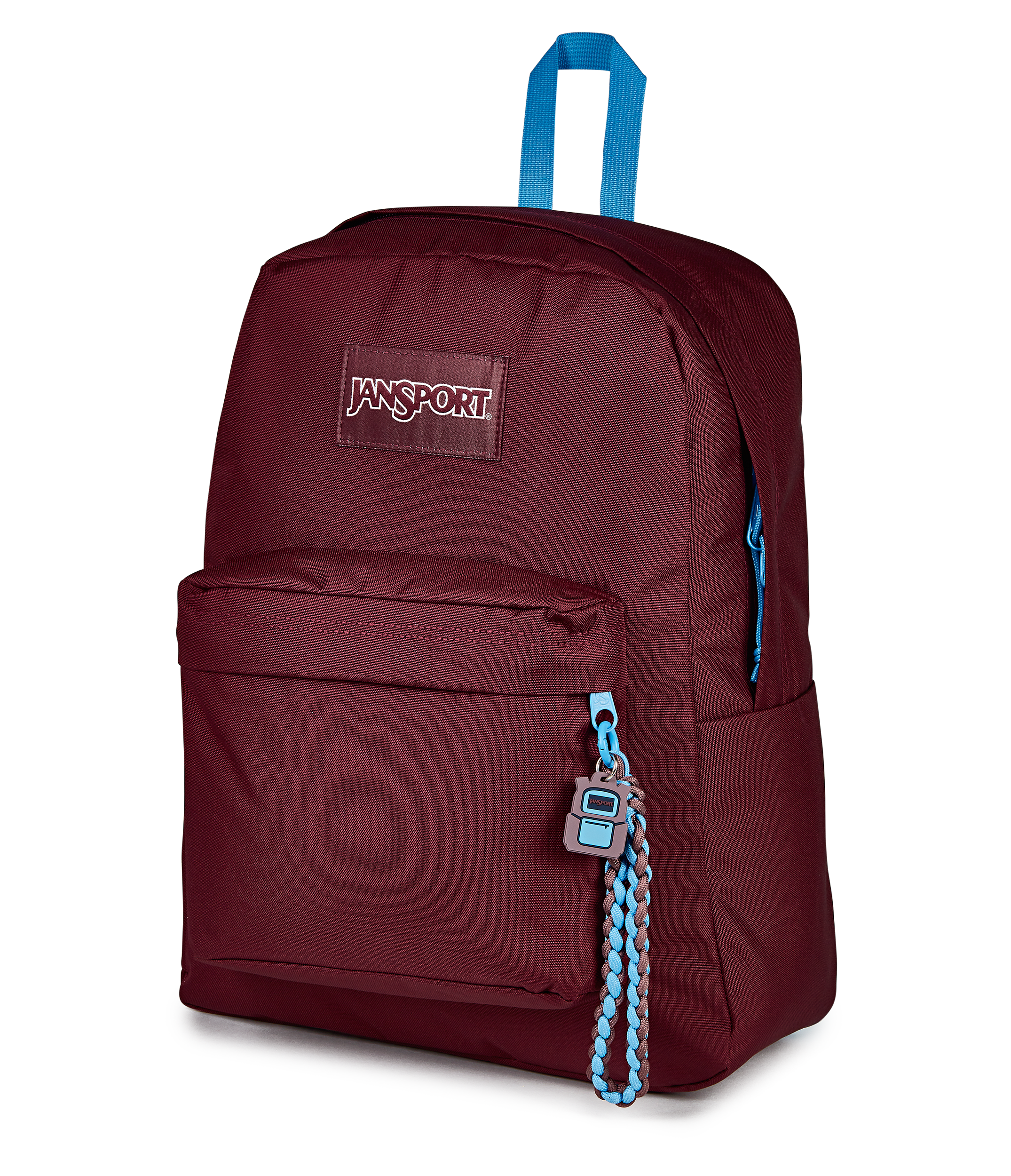 JanSport Superbreak Plus Charmed in Charmed Cherry Lacquer — angle view 3