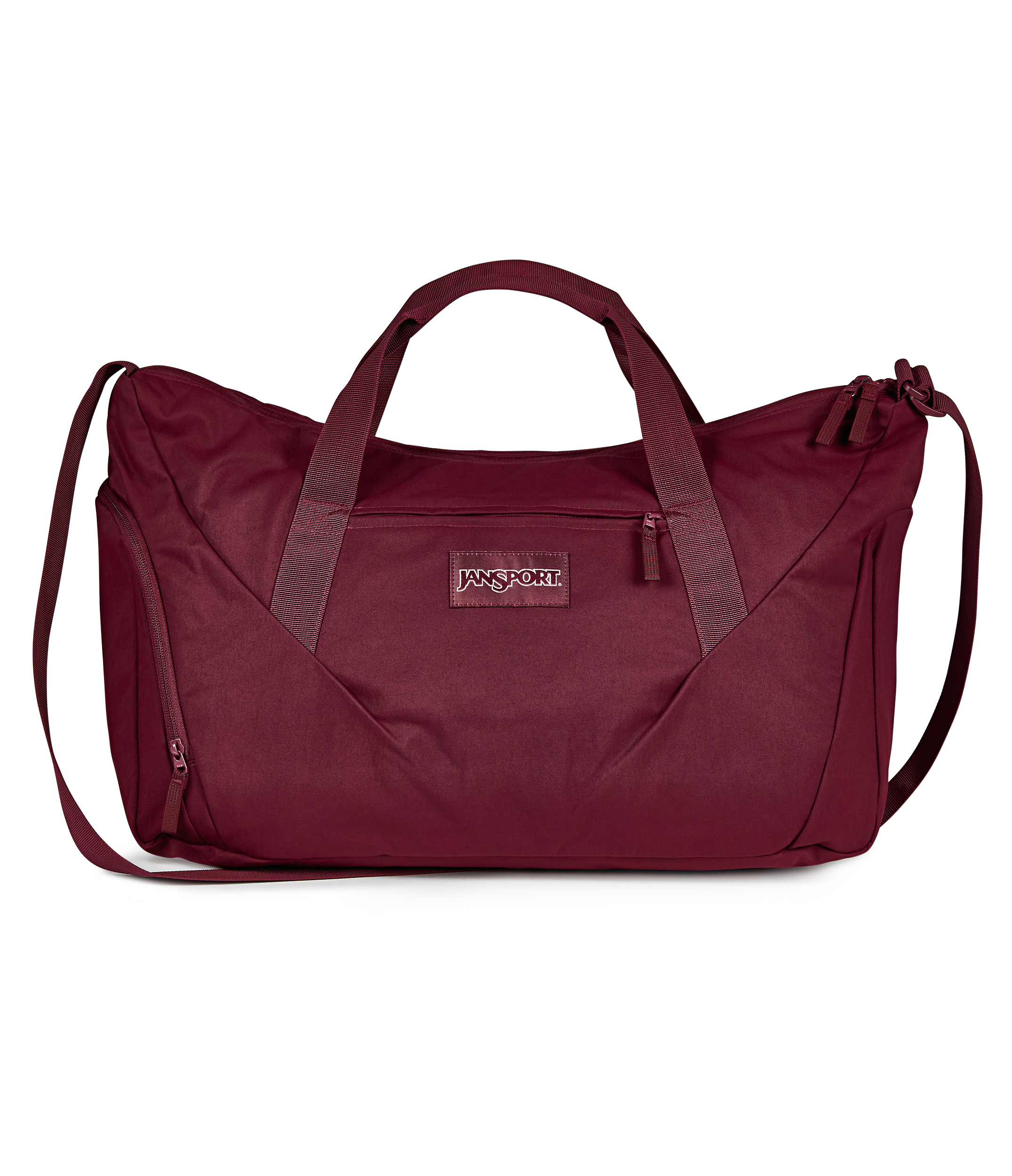 JanSport Recharge Gym Bag Large in Cherry Lacquer — front view