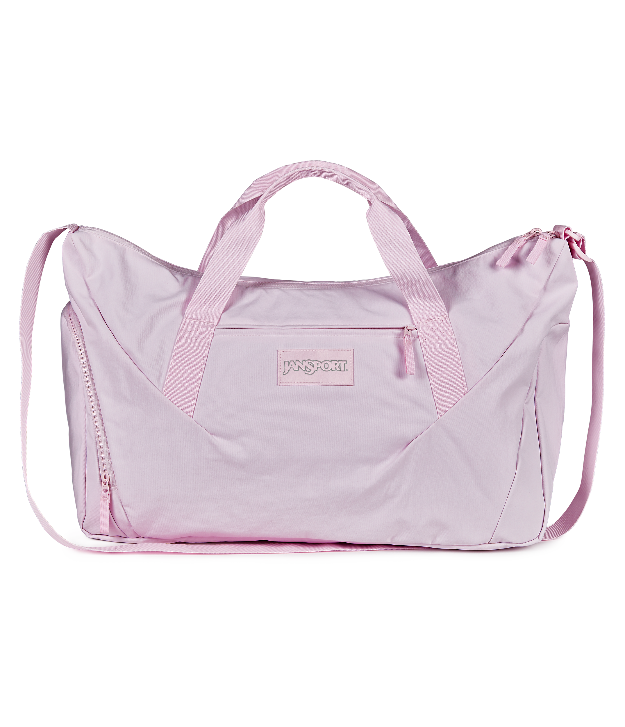 JanSport Recharge Gym Bag Large in Pink Ice — front view