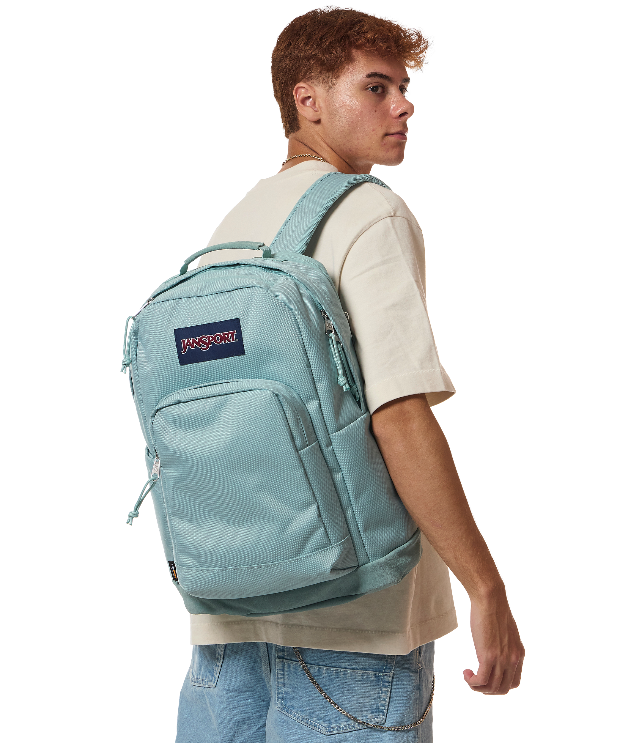 JanSport Right Pack Signature in Faded Sage — angle view 2