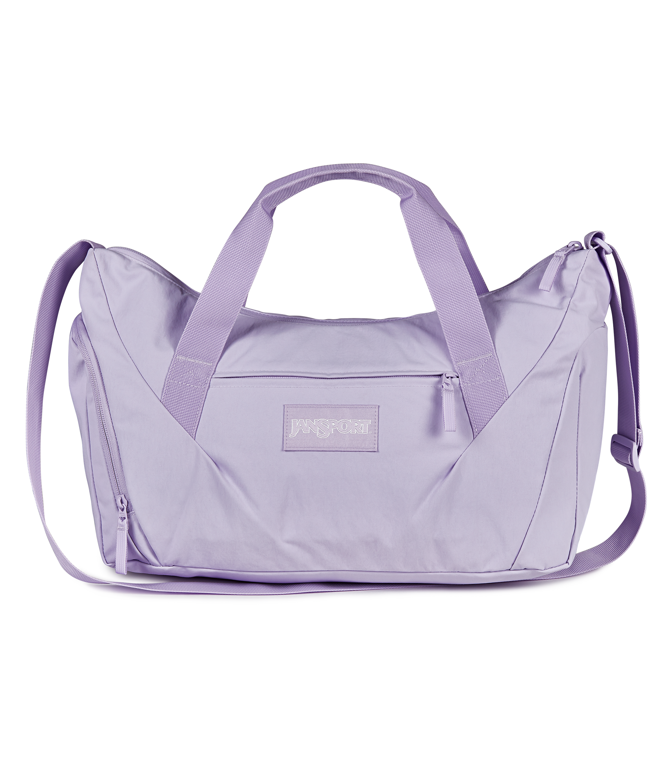 JanSport Recharge Gym Bag Medium in Pastel Lilac — front view