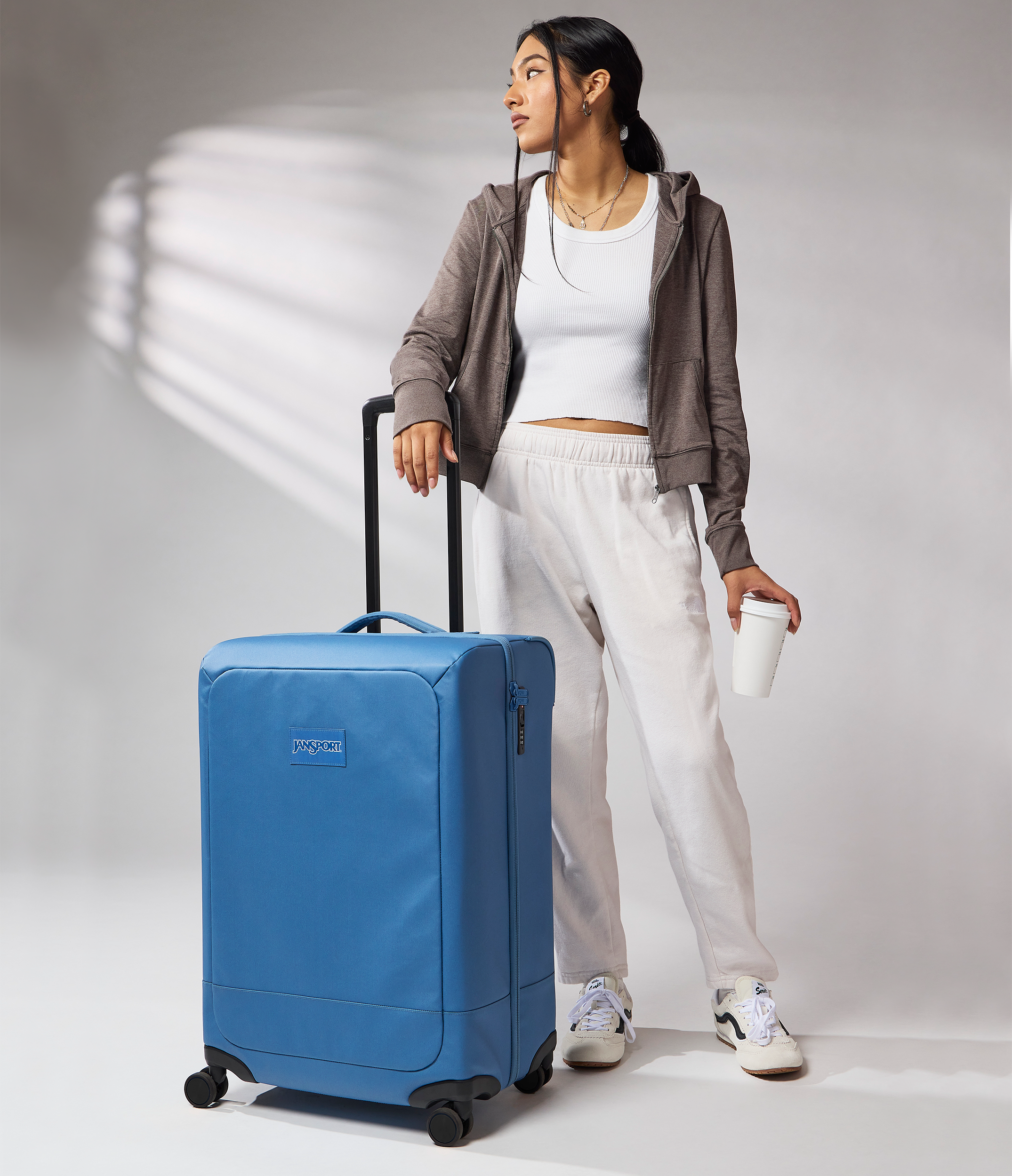 JanSport Good Latitude 26" Checked in Elemental Blue — angle view 2