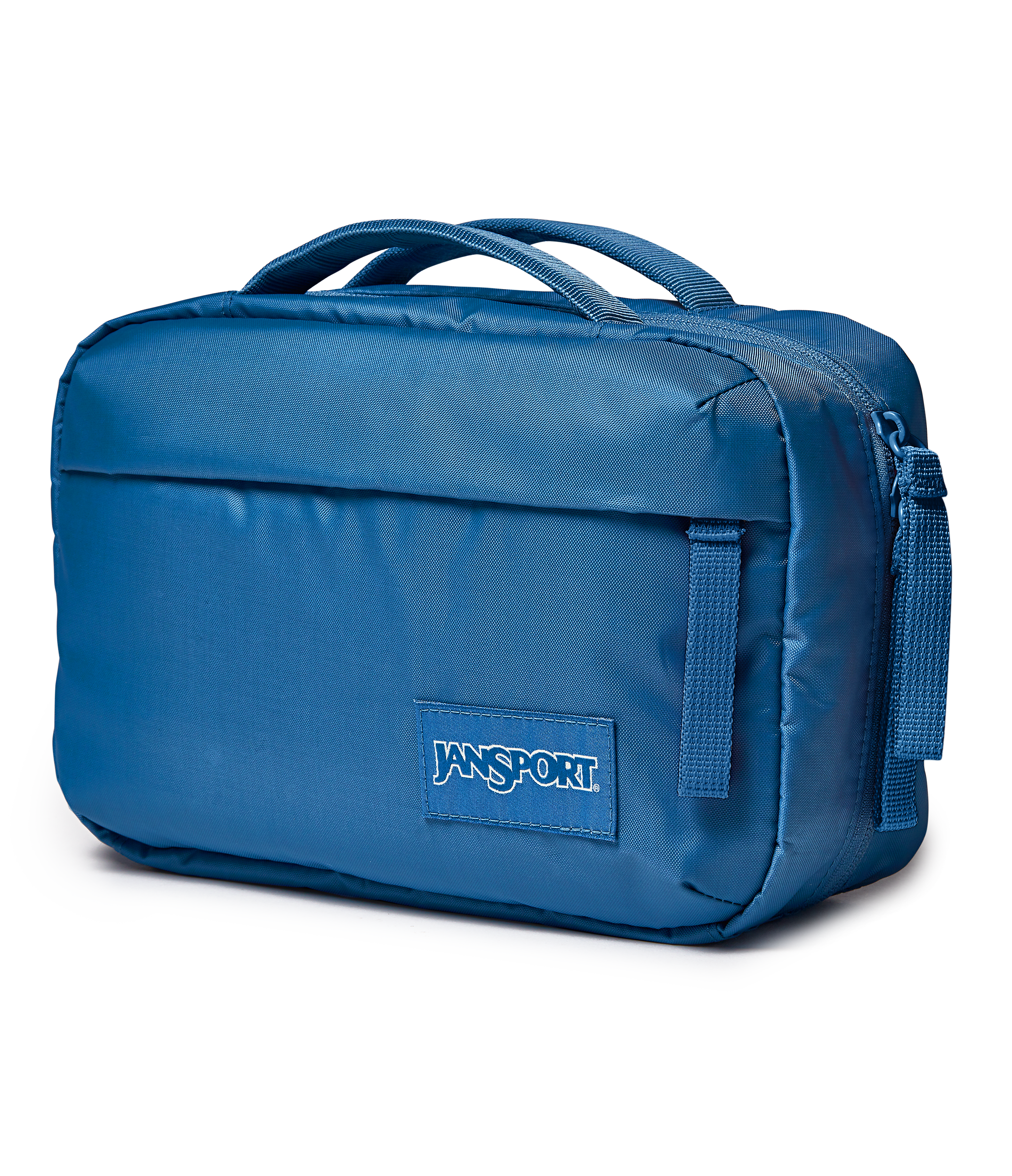 JanSport Good Latitude Toiletry Bag in Elemental Blue — angle view 2