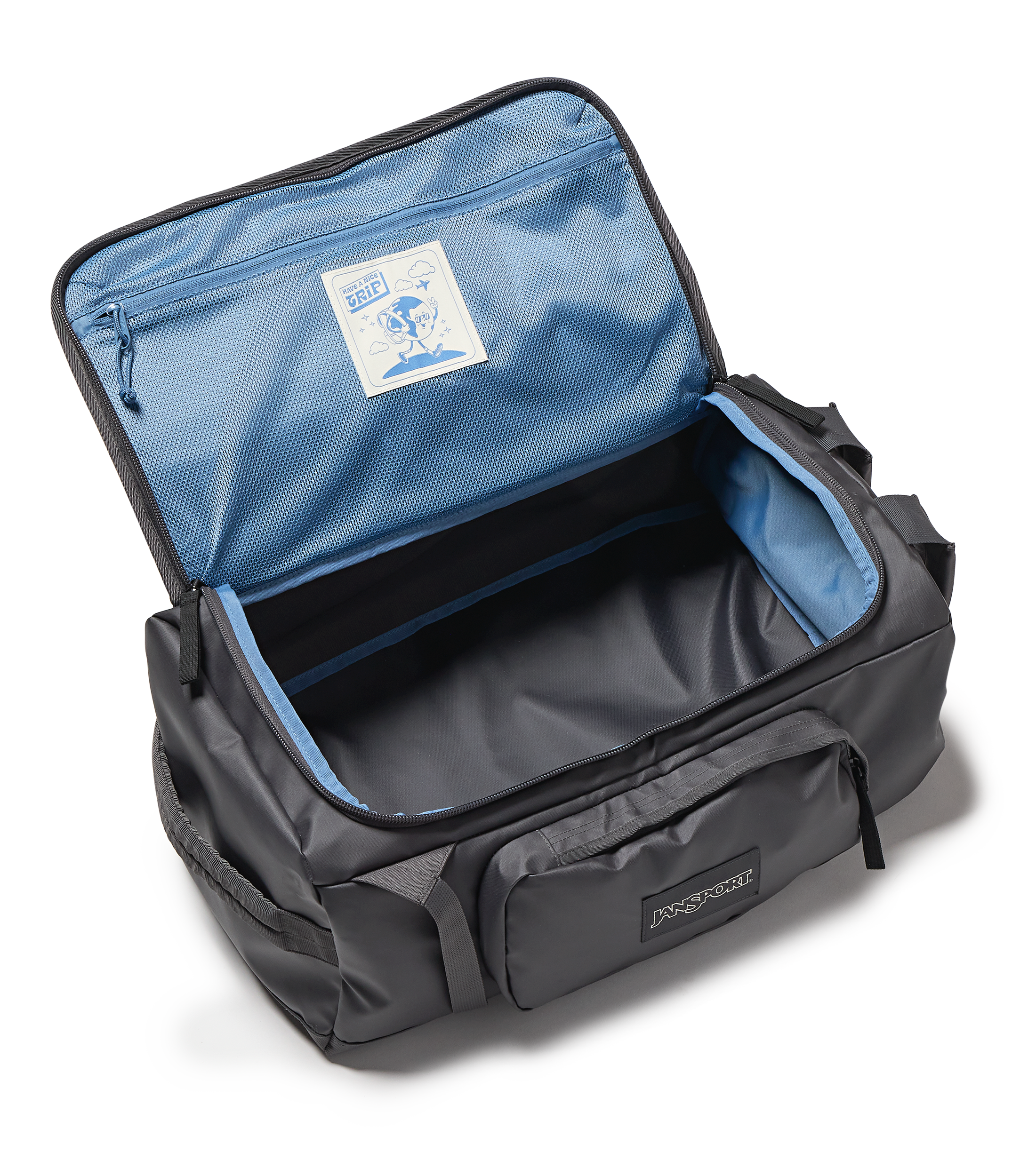 JanSport Good Latitude Convertible Duffel in Smokey Grit — angle view 3