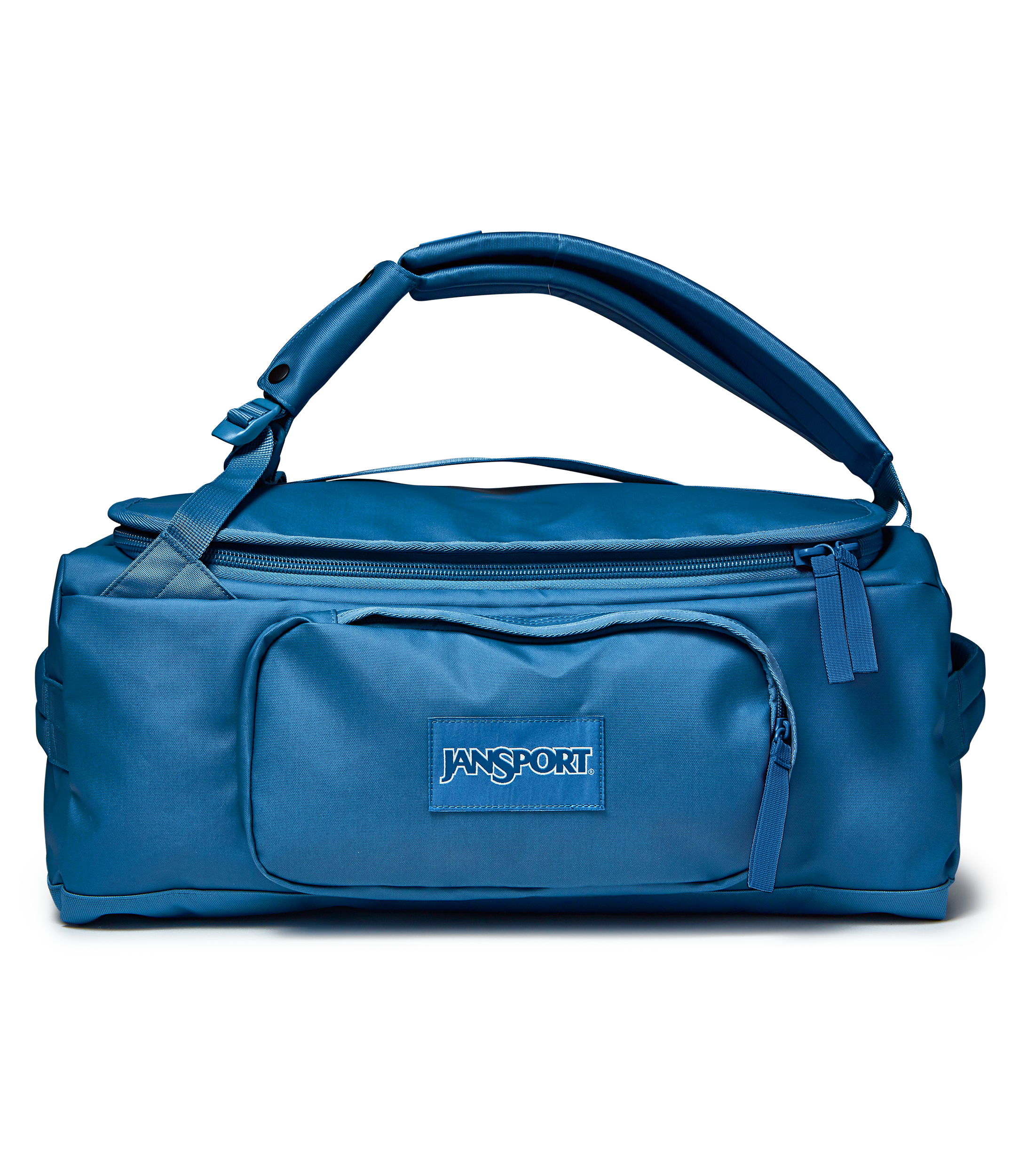 JanSport Good Latitude Convertible Duffel in Elemental Blue — front view
