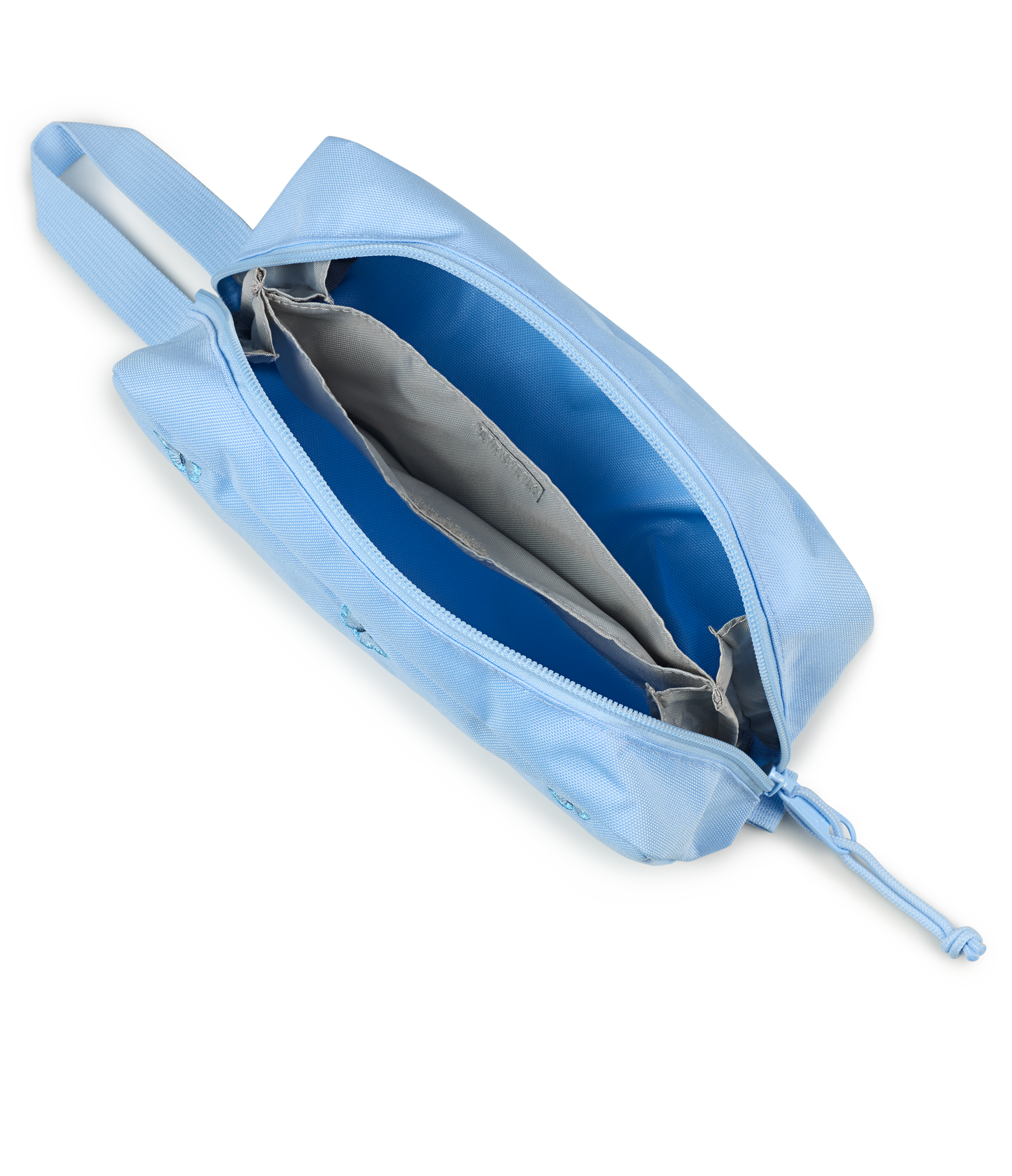 JanSport Perfect Pouch FX in Tiny Butterflies Blue — angle view 2