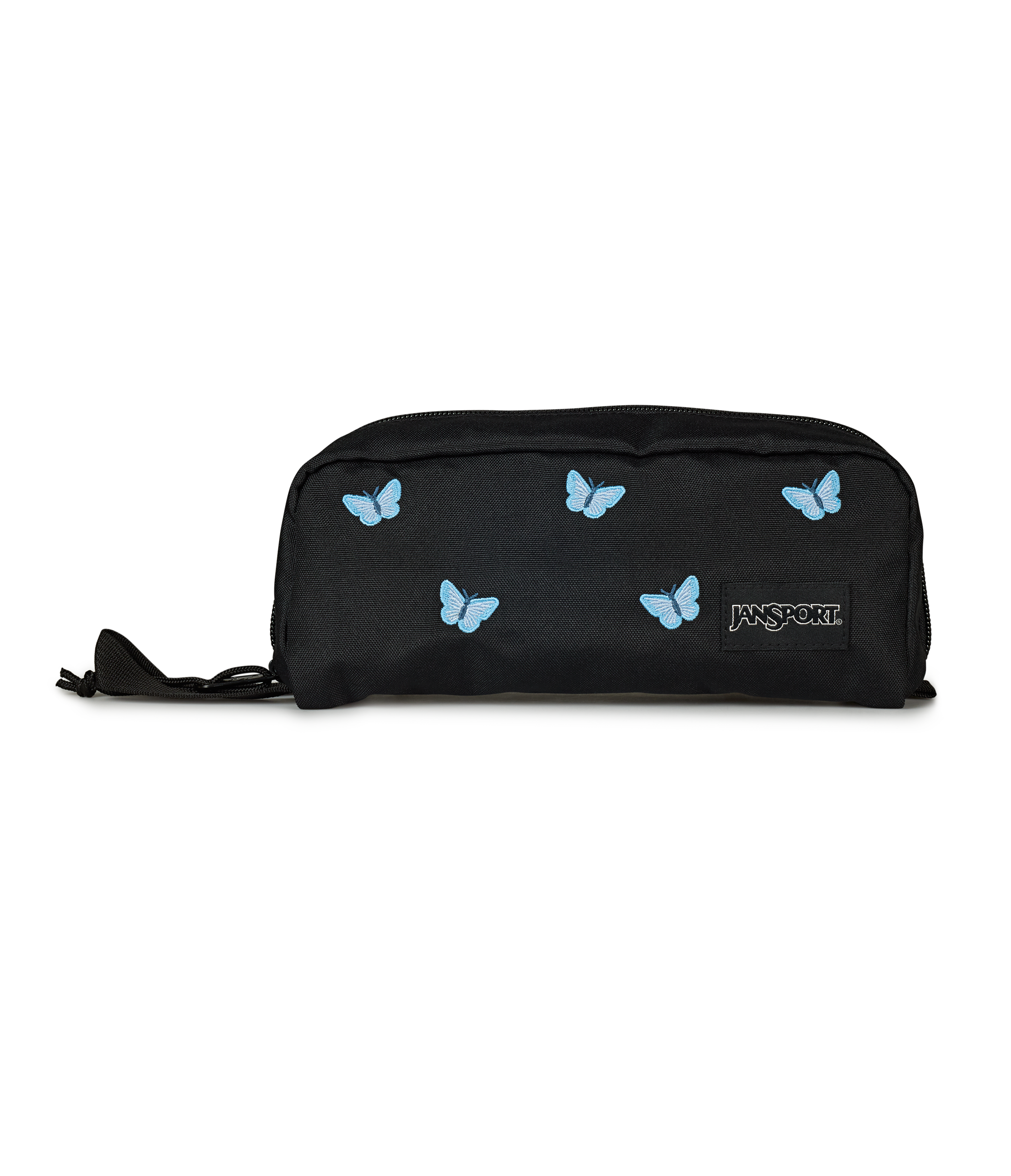 JanSport Perfect Pouch FX in Tiny Butterflies Black — front view