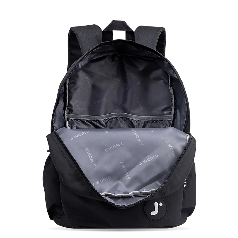 J World Oz Daypack Backpack in Black — interior view # color_Black