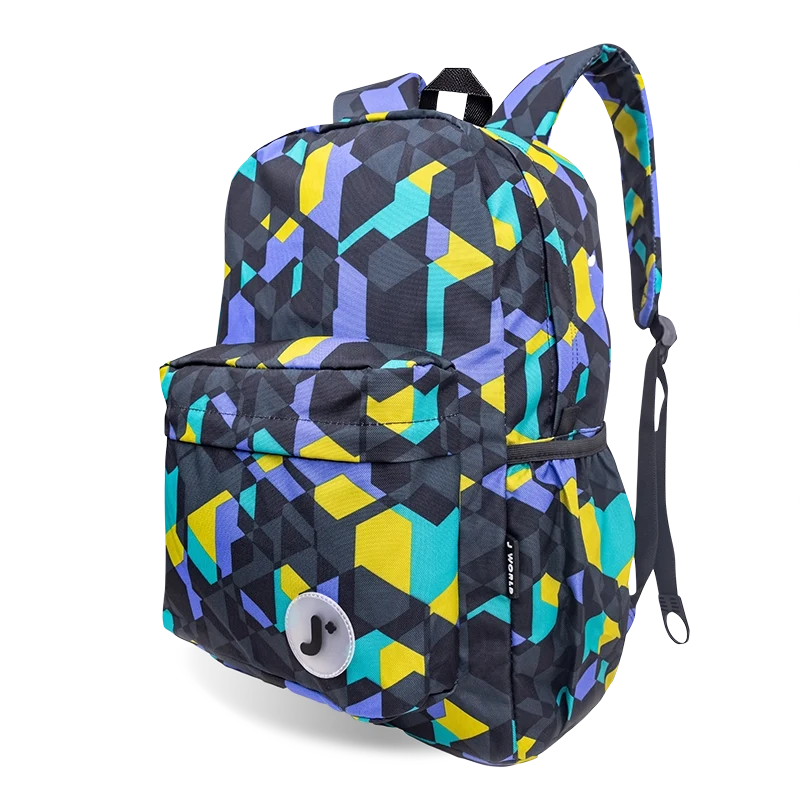 J World Oz Daypack Backpack in Cubes — angle view 2 # color_Cubes