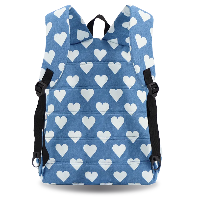 J World Oz Daypack Backpack in Denim Heart — back view # color_Denim Heart