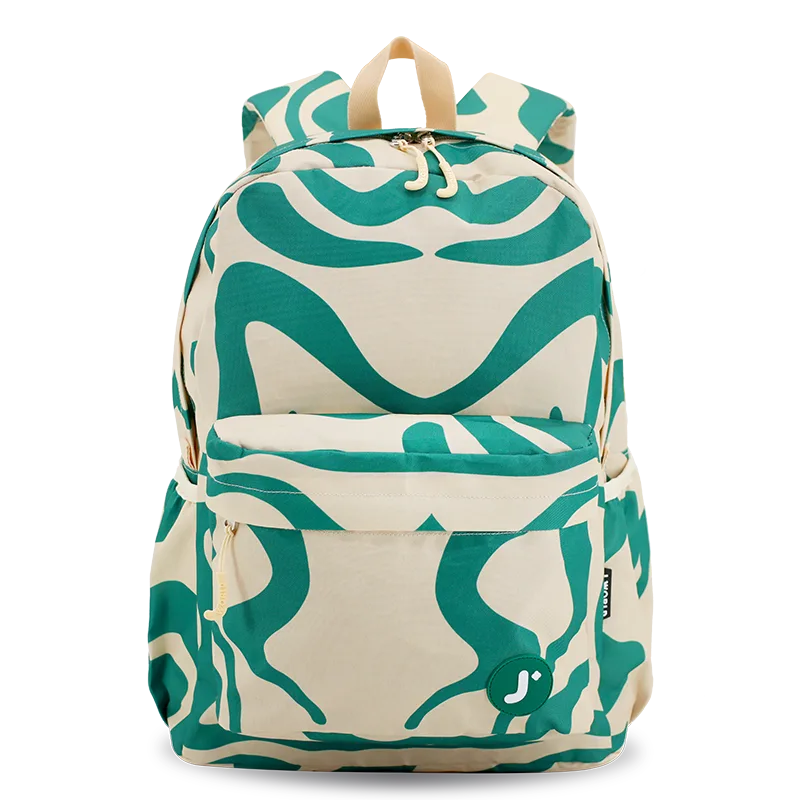J World Oz Daypack Backpack in Green Swirl — front view # color_Green Swirl