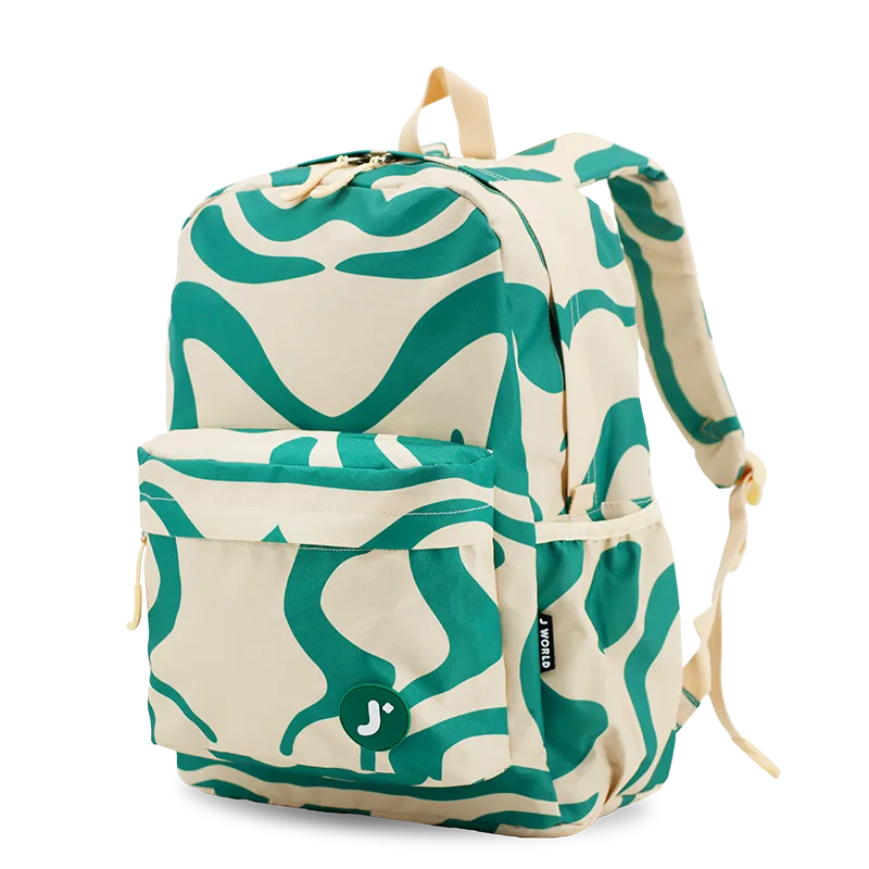 J World Oz Daypack Backpack in Green Swirl — angle view 2 # color_Green Swirl