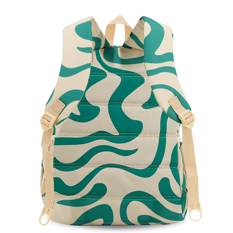 J World Oz Daypack Backpack in Green Swirl — back view # color_Green Swirl