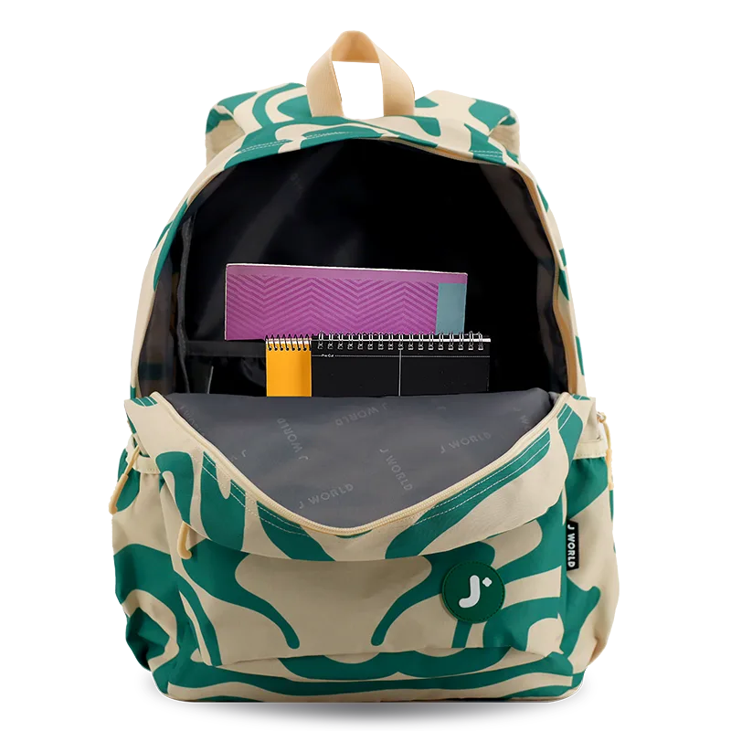 J World Oz Daypack Backpack in Green Swirl — front view 2 # color_Green Swirl
