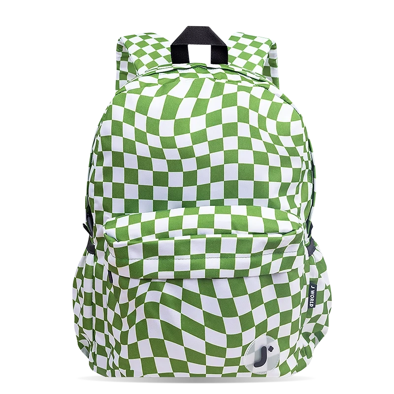 J World Oz Daypack Backpack in Matcha Checkers — front view # color_Matcha Checkers
