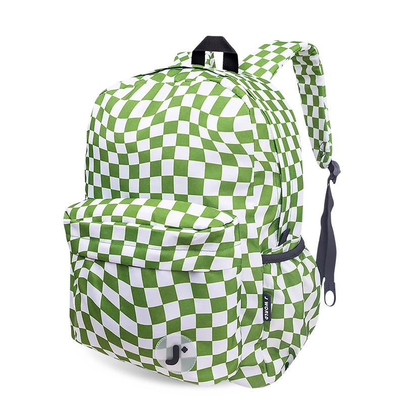 J World Oz Daypack Backpack in Matcha Checkers — angle view 2 # color_Matcha Checkers