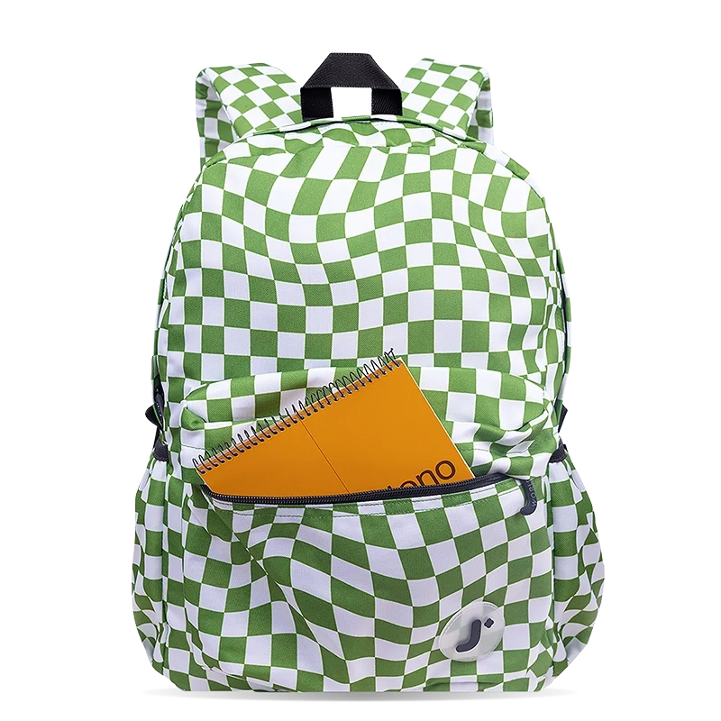 J World Oz Daypack Backpack in Matcha Checkers — detail view # color_Matcha Checkers