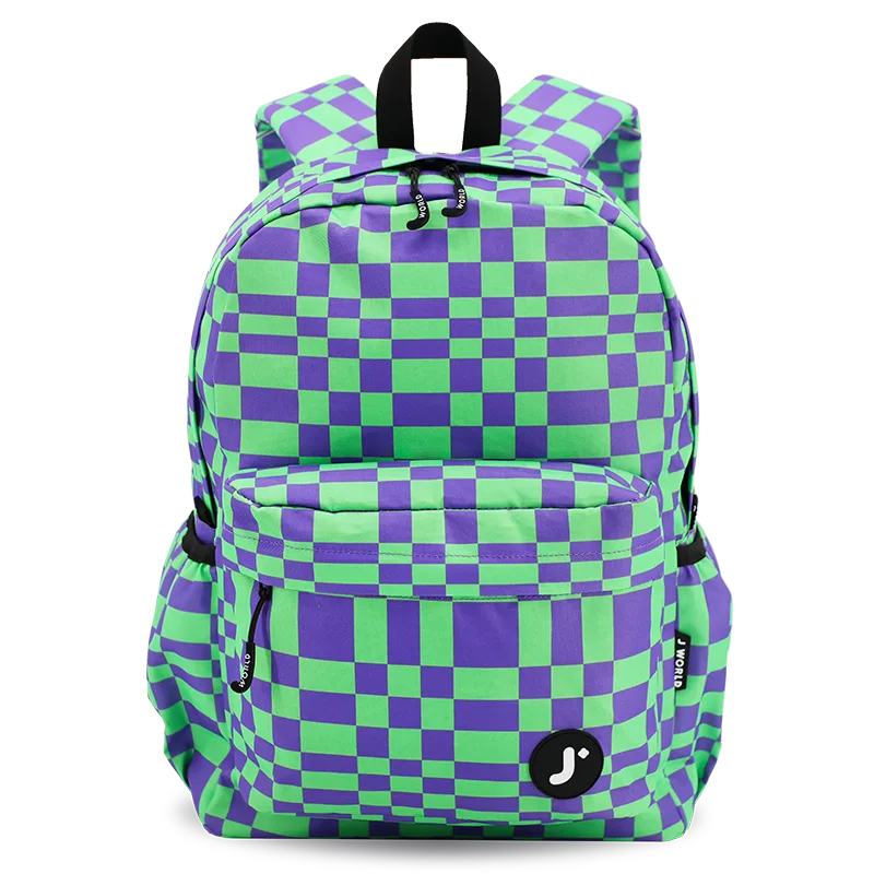 J World Oz Daypack Backpack in Pixel Checkers — front view # color_Pixel Checkers