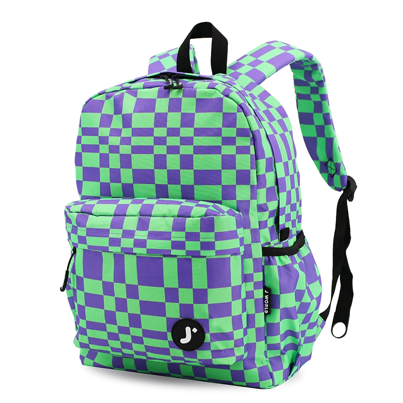 J World Oz Daypack Backpack in Pixel Checkers — angle view 2 # color_Pixel Checkers