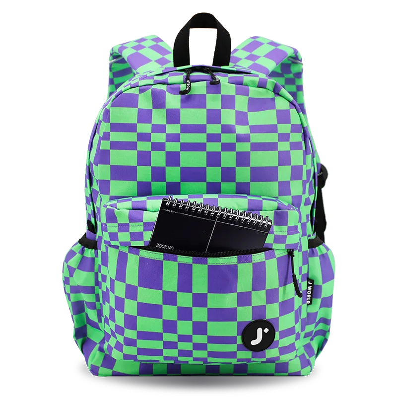 J World Oz Daypack Backpack in Pixel Checkers — detail view # color_Pixel Checkers