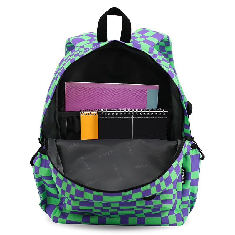 J World Oz Daypack Backpack in Pixel Checkers — front view 2 # color_Pixel Checkers