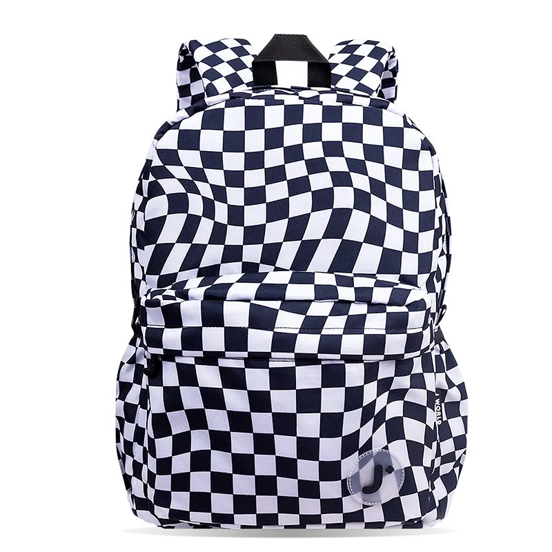 J World Oz Daypack Backpack in Wavy Checkers — front view # color_Wavy Checkers