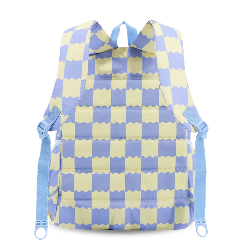 J World Oz Daypack Backpack in Wiggle Blue — back view # color_Wiggle Blue