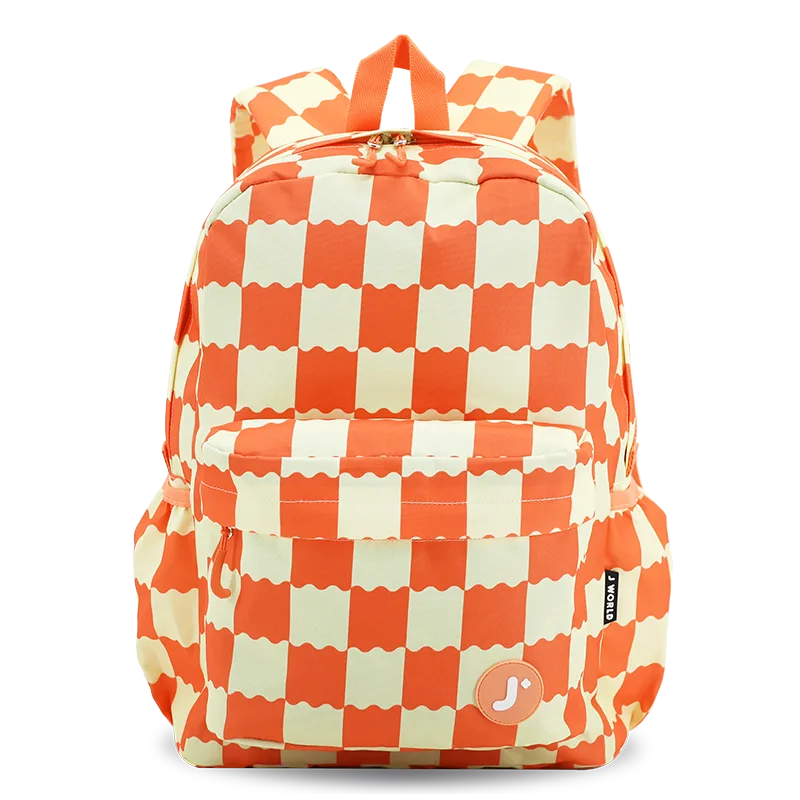 J World Oz Daypack Backpack in Wiggle Coral — front view # color_Wiggle Coral