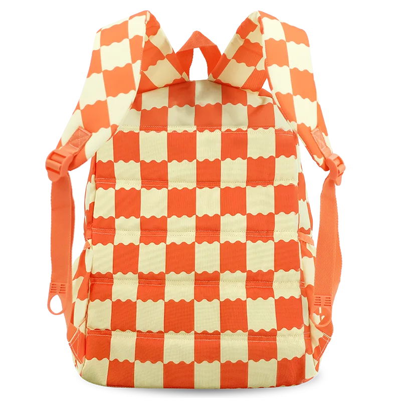 J World Oz Daypack Backpack in Wiggle Coral — back view # color_Wiggle Coral