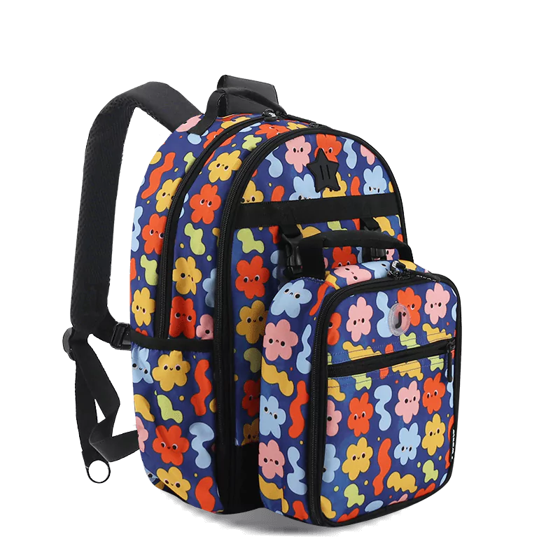 J World Duet Kids Backpack & Detachable Lunch Box Set in Baby Cloud — angle view 2 # color_Baby Cloud