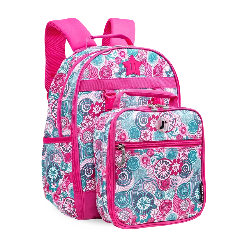 J World Duet Kids Backpack & Detachable Lunch Box Set in Blue Raspberry — angle view 2 # color_Blue Raspberry