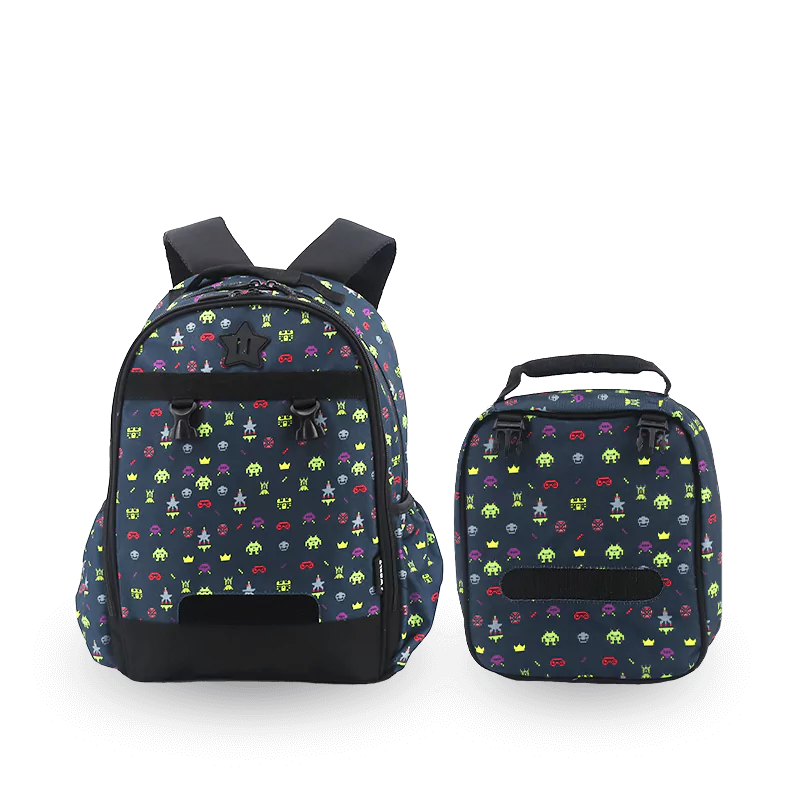J World Duet Kids Backpack & Detachable Lunch Box Set in Game — front view 2 # color_Game