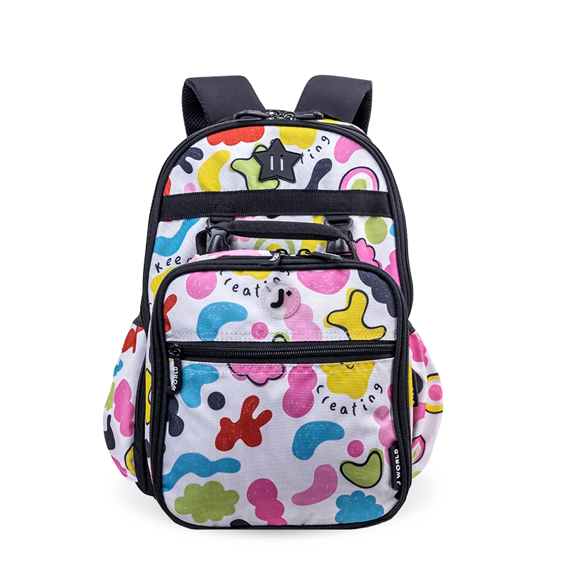 J World Duet Kids Backpack & Detachable Lunch Box Set in Kiddo — front view # color_Kiddo