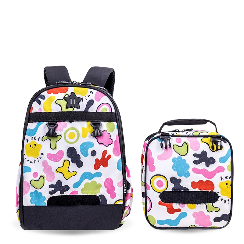 J World Duet Kids Backpack & Detachable Lunch Box Set in Kiddo — back view # color_Kiddo